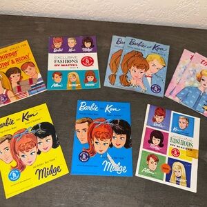 Lot of 9 Vintage 1960s Barbie & Ken Mini Fashion Magazines + Shoes